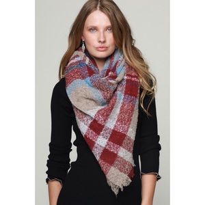 New burgundy brushed boucle soft blanket scarf